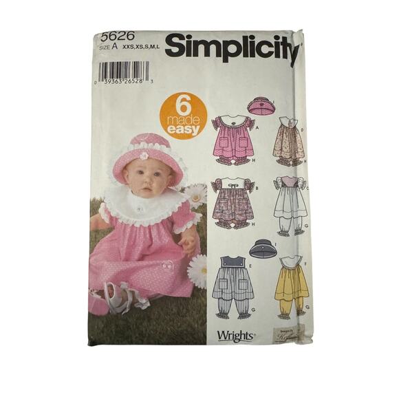 Simplicity Sewing Pattern Baby Clothes Size A 9849 New - Picture 1 of 2
